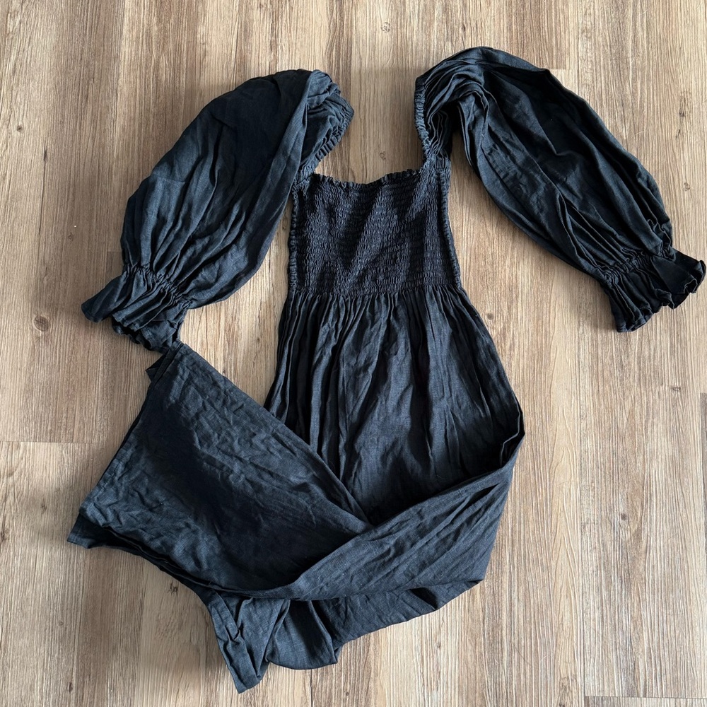 Sleeper Atlanta Linen Dress in Black Size Small